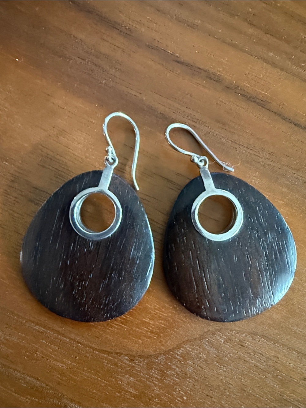 Silpada Dark Brown Wood and Silver Drop Earrings